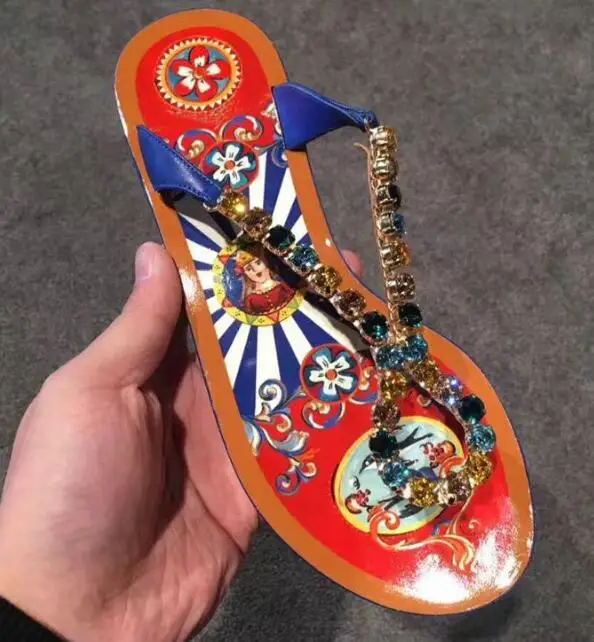 Carpaton/пляжная одежда женские шлепанцы с украшением в виде кристаллов обувь на