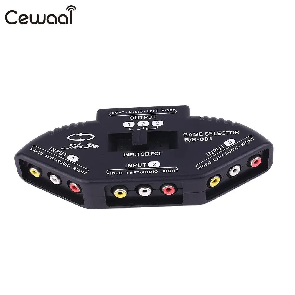 3 в 1 порт AV аудио видео композитный RCA Селектор коробка переключатель сплиттер