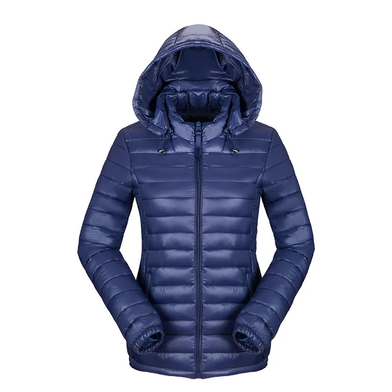 Navy Blue Jocoo Jolee осень зима Женская Базовая куртка пальто женское приталенное с капюшоном Брендовое хлопковое Пальто повседневные Черные куртки - Цвет: Navy Blue