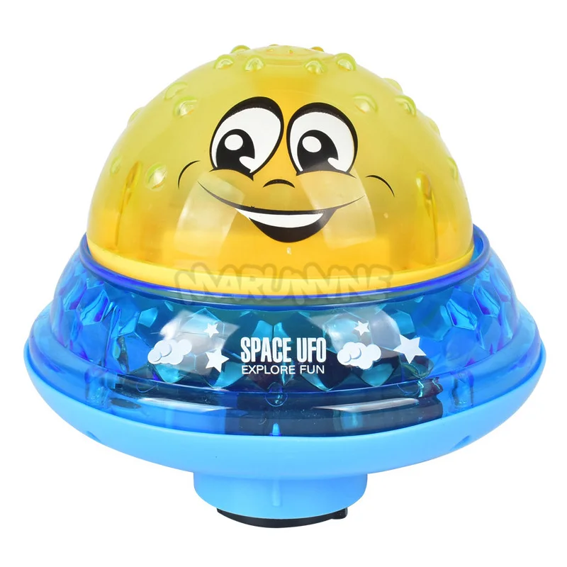 Yellow with Base Marumine, Детские Игрушки для ванны, Электрический индукционный шар с распылителем воды, светильник, вращающиеся игрушки, игрушки для купания для малышей - Цвет: Yellow with Base