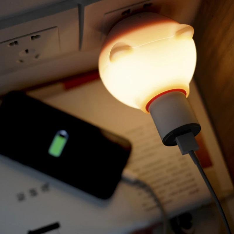 

Creative LED Night Light Manual Optically Control Cute Pig Plug Wall Lamp USB Rechargeable Socket With Home Indoor lighting