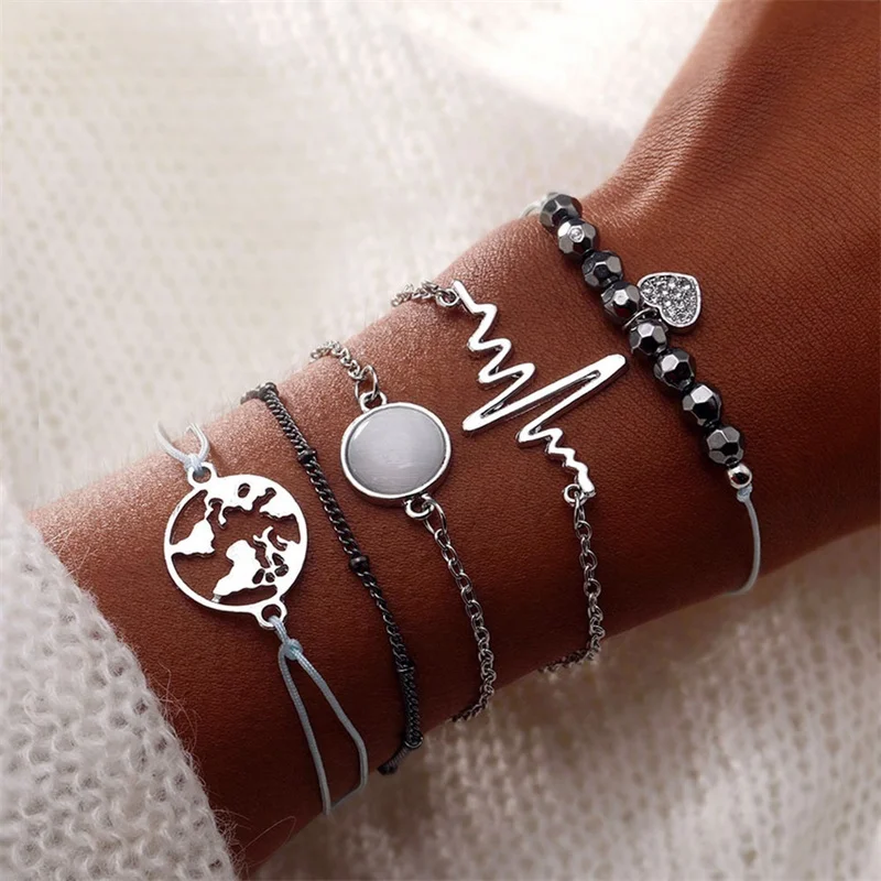 Женский браслет в виде ракушек ручной работы 4 стиля богемные бусины форме сердца