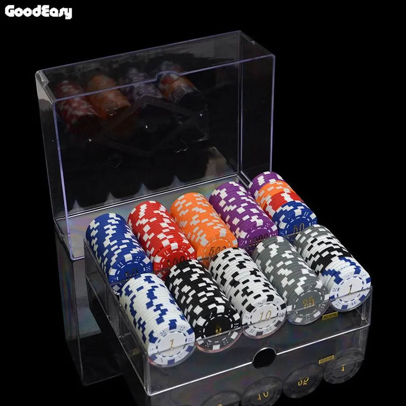 200pcs with lid 100 шт.-1000 шт./компл. 12 наименования 11,5 г/шт. ABS золочение фишки для покера монеты Техасский Холдем игры в покер фишки для покера фишек наборы для ухода за кожей - Цвет: 200pcs with lid