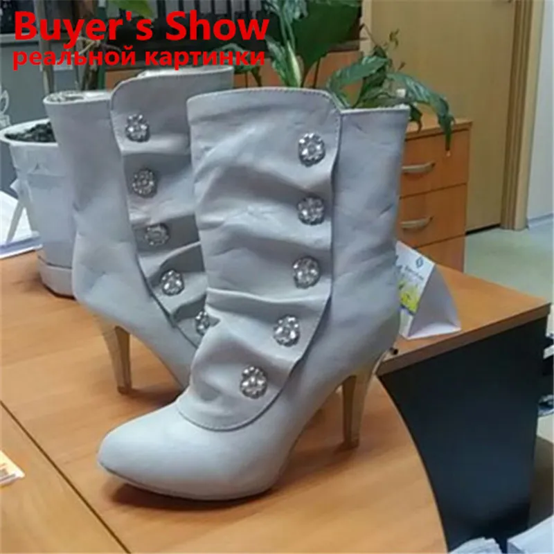 Snow Boots Shoes New Sexy Style High Heel PU Mid Calf Ladies' Lovely Fashion Colors Big Size34 43 Spring Autumn Hot|calf boots|boots ladiessnow