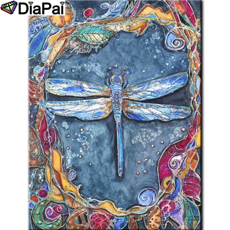

DIAPAI 5D DIY Diamond Painting 100% Full Square/Round Drill "Animal dragonfly" Diamond Embroidery Cross Stitch 3D Decor A21861
