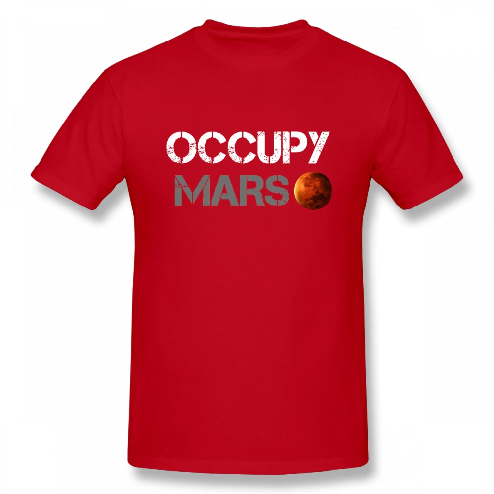 Красный Космическая футболка футболки Тесла Повседневный Топ Дизайн Popualr Occupy Mars хлопковая футболка - Цвет: Красный