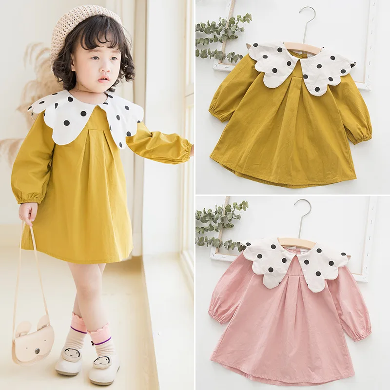 

Baby Girl Cute Dress Children's Clothing Kids Dresses for Girls 2019 Autumn New Baby Girl Long Sleeve Polka Dot Print Dresses