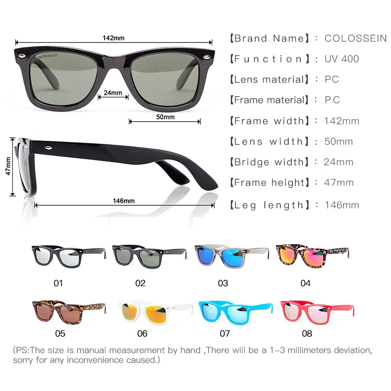 COLOSSEIN летние солнцезащитные очки простые из пластика для женщин мужчин
