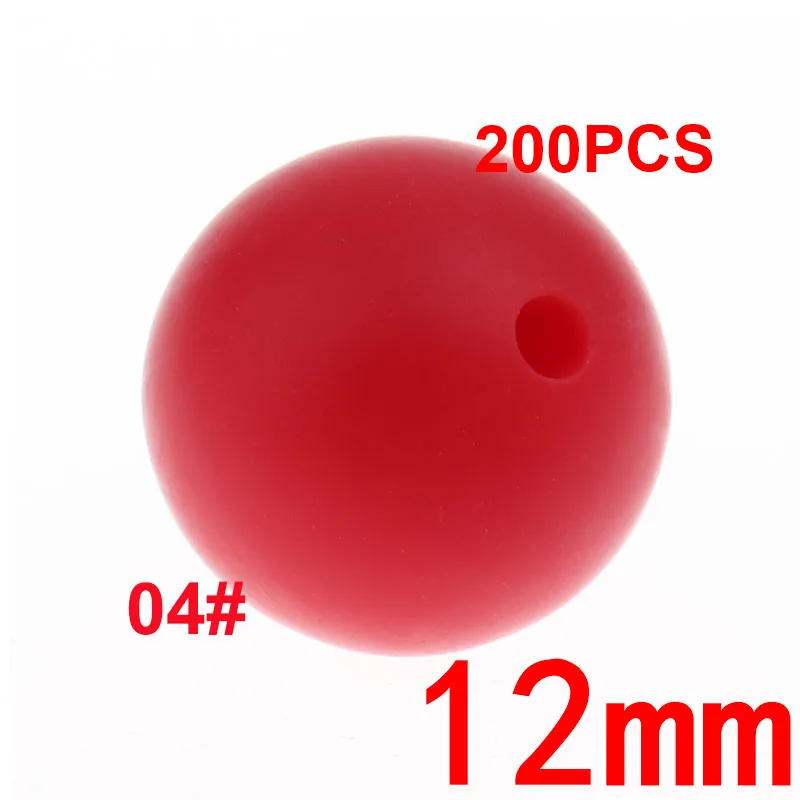 04 Scarlet Red 200 шт Круглые 12 мм Силиконовые Бусины прорезыватель Bpa бесплатно детские стоматологические ожерелья Аксессуары крепления для укачивания, успокаивающего приспособления цепочка ручная работа - Цвет: 04 Scarlet Red