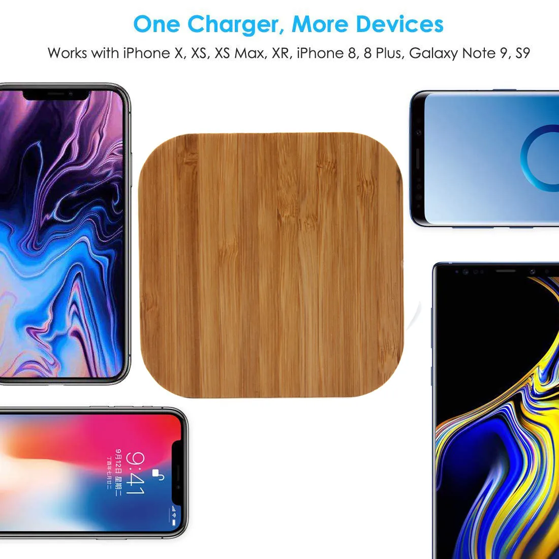 Ультра тонкое Беспроводное зарядное устройство Qi для Iphone XS Max XR мобильный телефон
