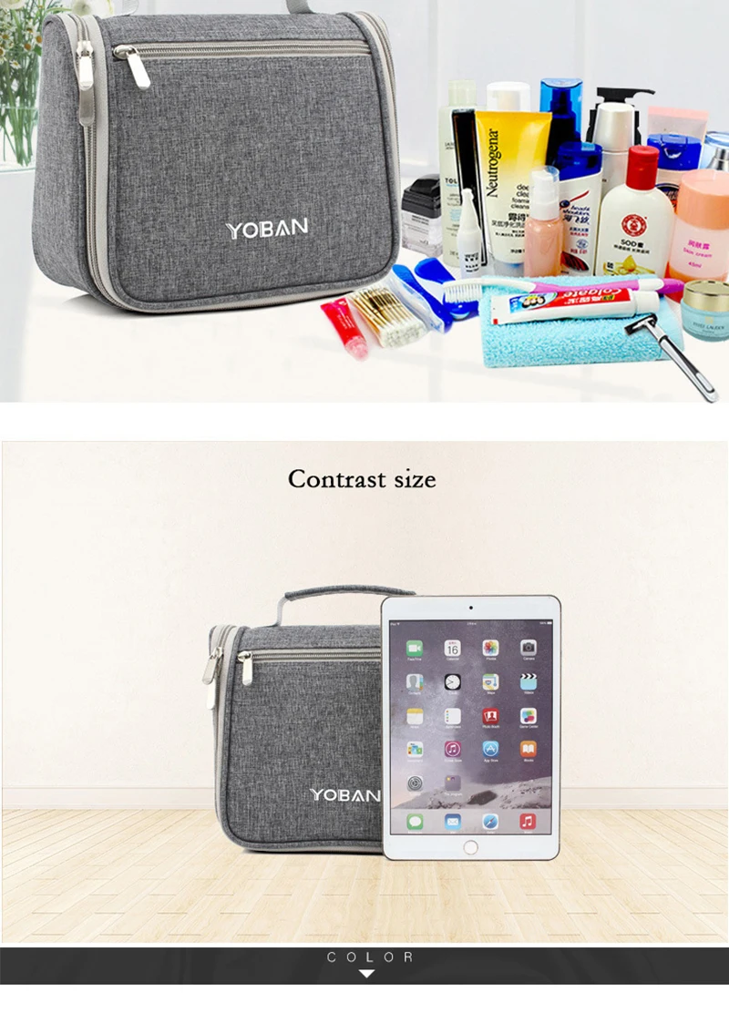 HMUNII Hanging Toiletry Bag Travel Toiletry Kit Cosmetic Bag Organizer Large Capacity with Sturdy Hanging Hook for Men, Women