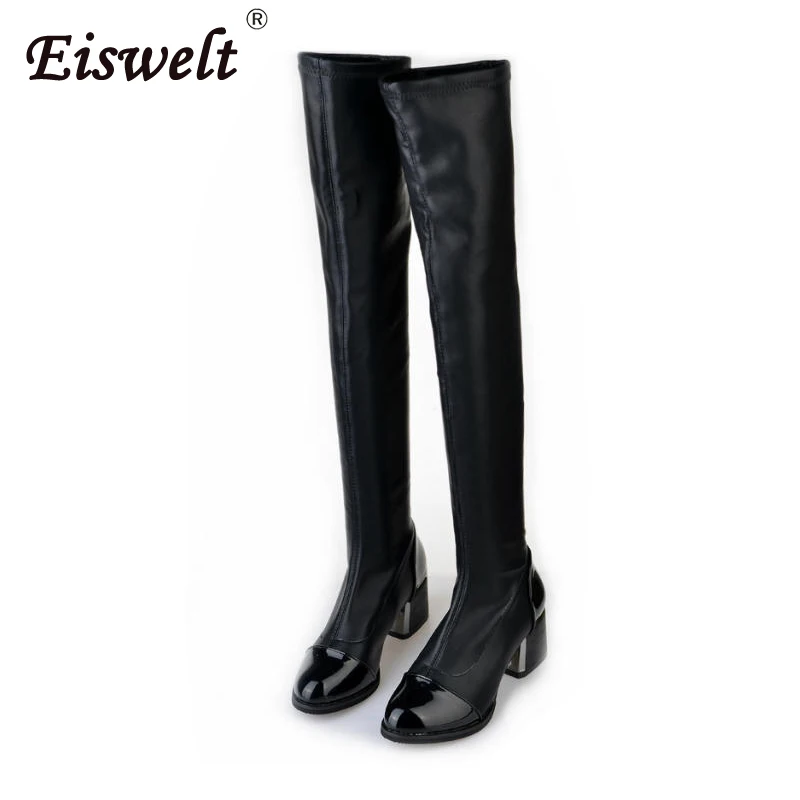 Сапоги женские длинные эластичные с острым носком на осень/зиму - купить по