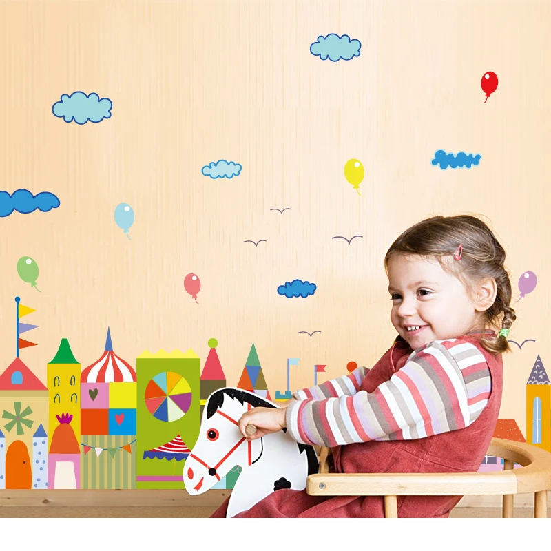 

SK7069 Cartoon House Baseboard Color Castle Wall Stickers Children'S Room Kindergarten Decoration Stickers Wall Stickers