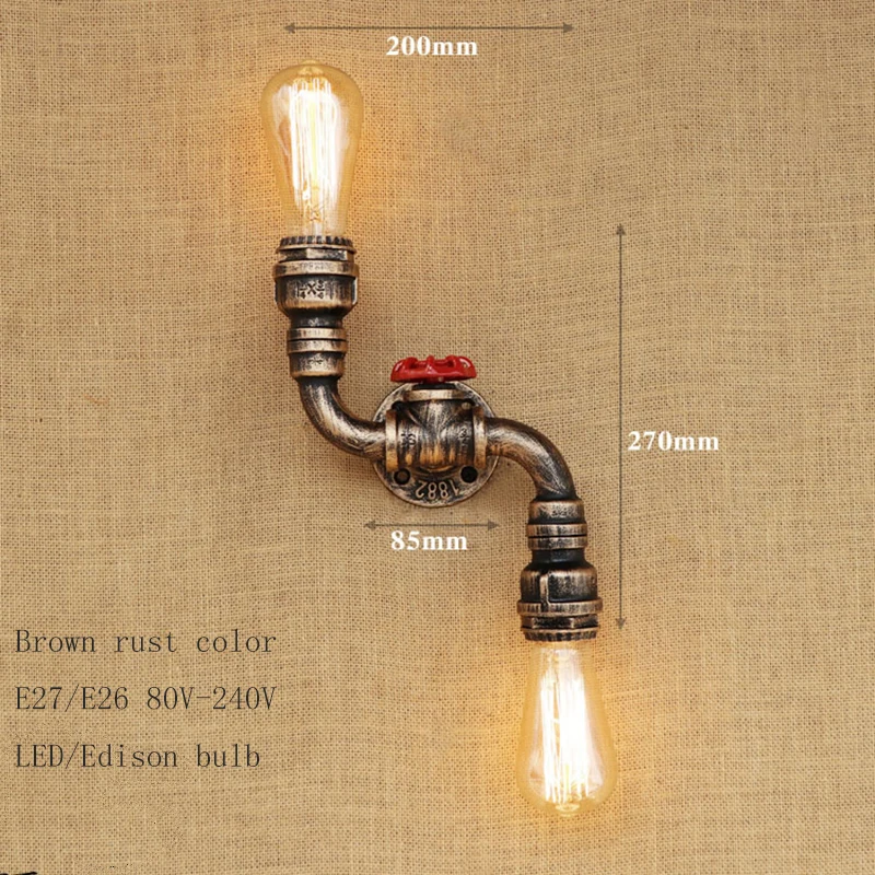 Европейская винтажная промышленная настенная лампа с водопроводной трубой 2