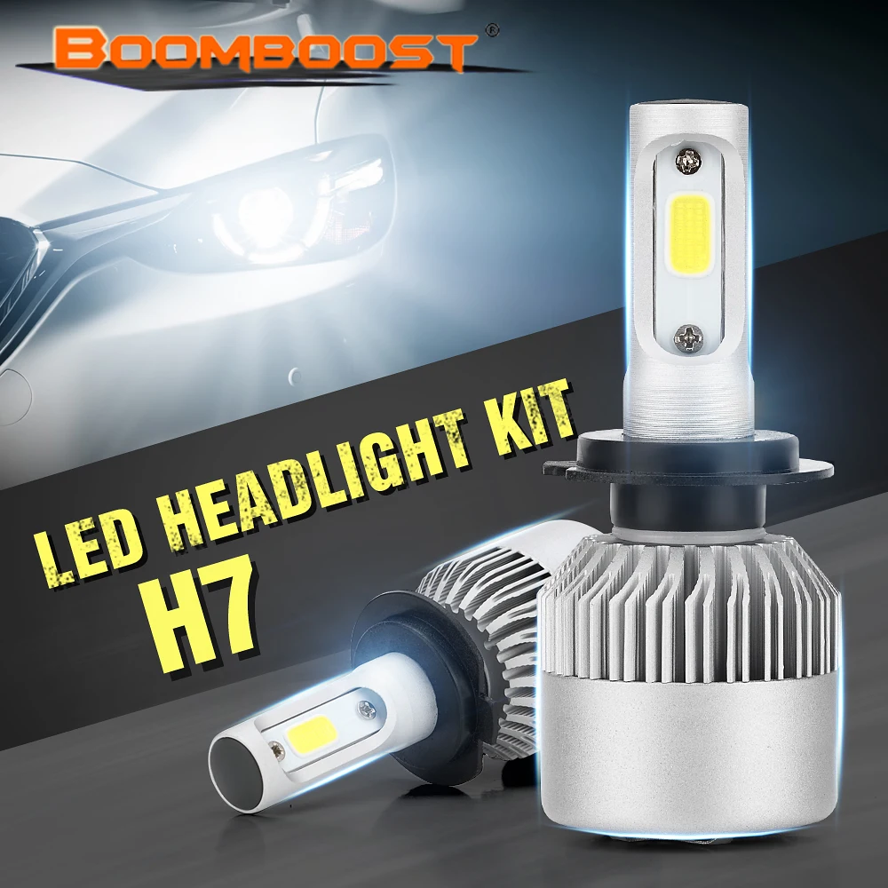 

6500K 12V 2Pcs LED BOOMBOOST H1 H3 H4 H7 H11 880 9004 9007 Headlight Bulbs 72W 8000LM High Low Beam Lamp