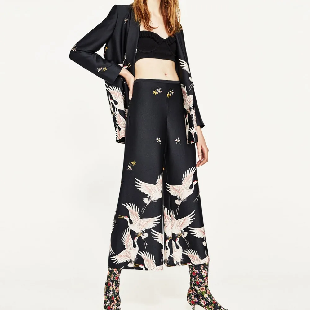 2018 европейский и американский бренд модные широкие брюки с принтом в стиле ретро