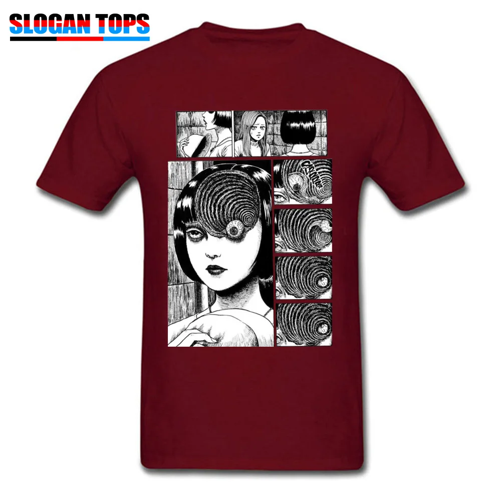 Мужская футболка Uzumaki 100% хлопок футболки Junji Ito с ужасом мангой вырезом лодочкой