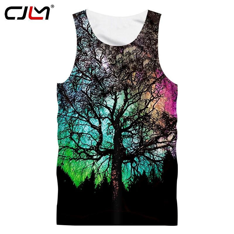 

CJLM New Man Colorful Tank Top 3D Printed Personality Vest Starry Sky Tree Mens Spandex TankTop Hot Sale Wholesale