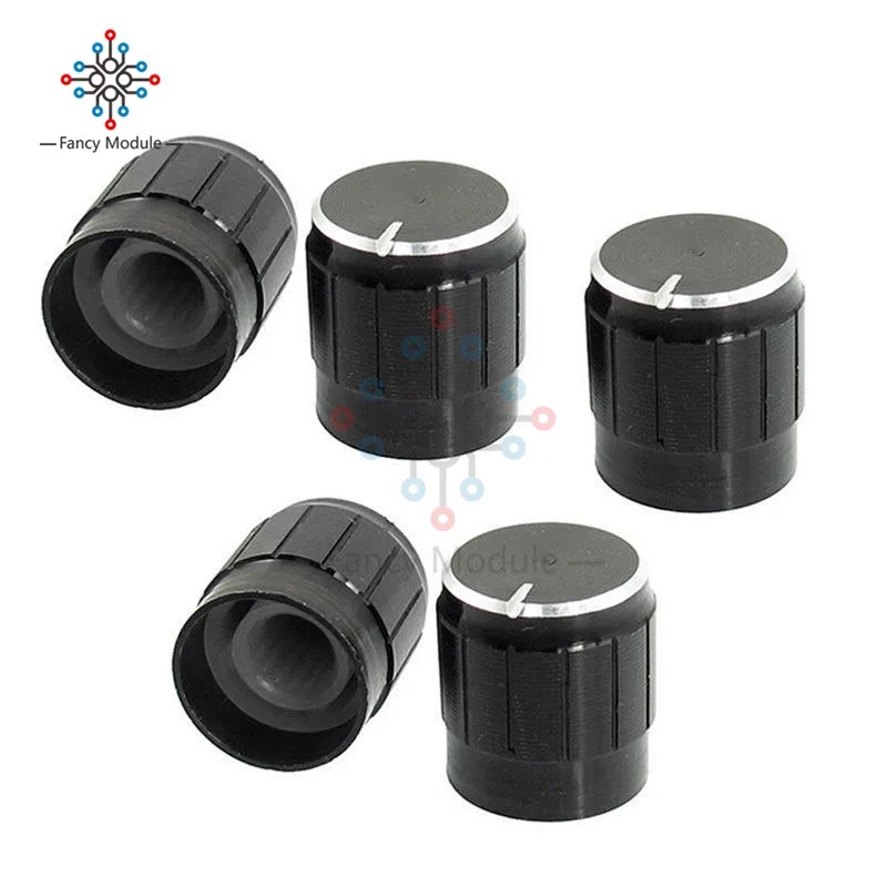 

5PCS Useful Volume Control Rotary Knobs For 6mm Dia Knurled Shaft Potentiometer