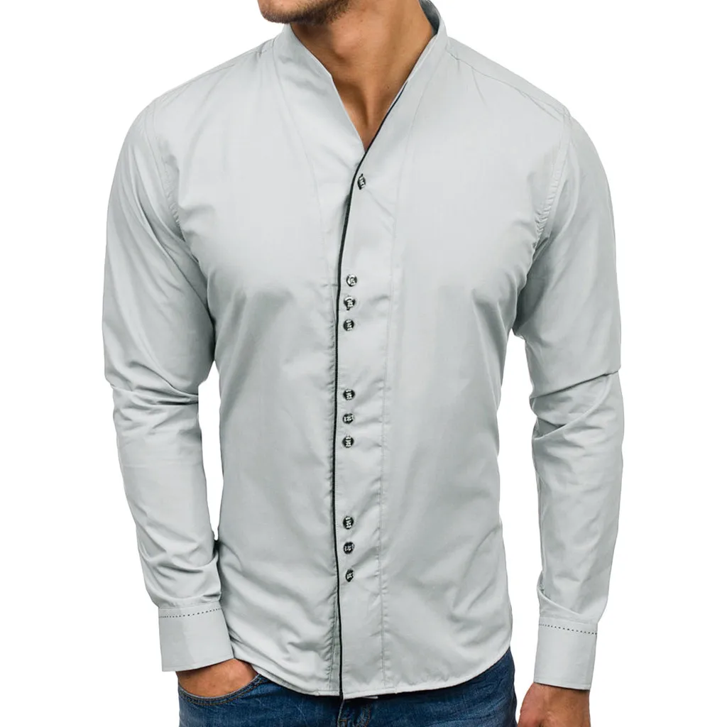 Autumn Winter Shirt Men Casual Solid Design Buttons Mens Shirts Slim Fit Long Sleeve Top Blouse camisa masculina рубашка мужская
