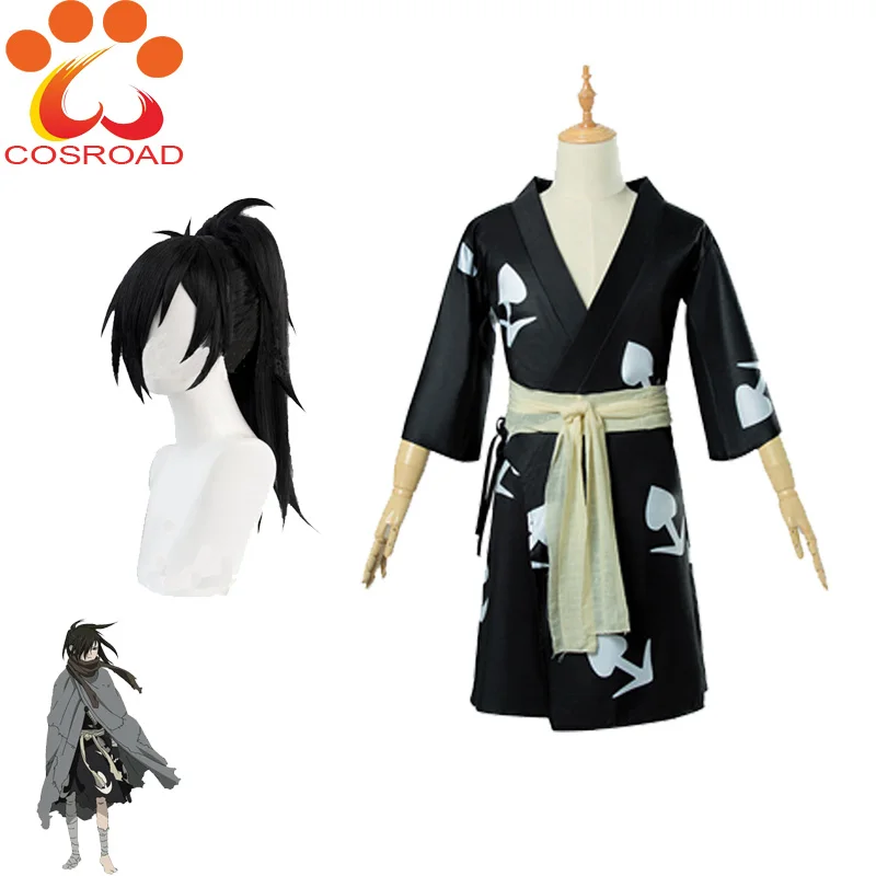 Cosroad аниме Dororo Косплей парики хиаккимару Кимоно Костюмы Для Вечеринки На