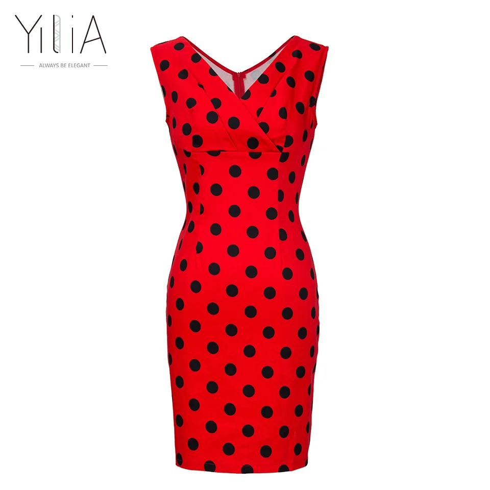 Юлии Для женщин Винтажные наряды плюс Размеры 4xl без рукавов с принтом в горошек