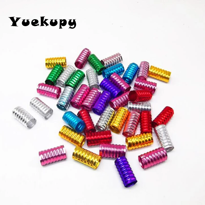 100pcs Mixed Color Dreadlock Beads Spring Shape Adjustable Hair Braid Cuff Clip 8mm Hole Aluminium Alloy Tube Lock Styling Tool | Красота и - Фото №1