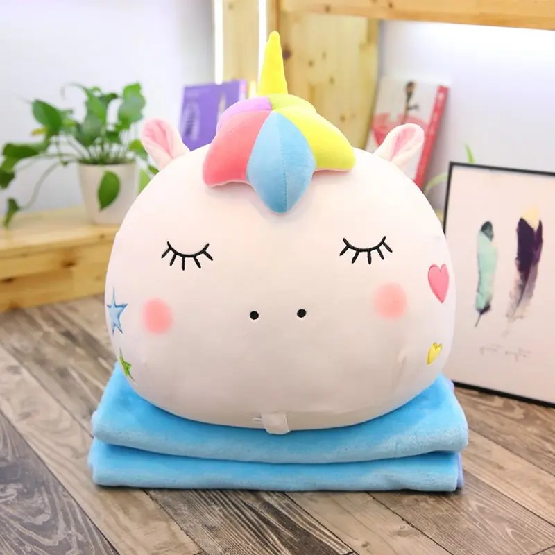 40 см Kawaii Плюшевый единорог мягкая подушка одеяло мягкий коралловый флис