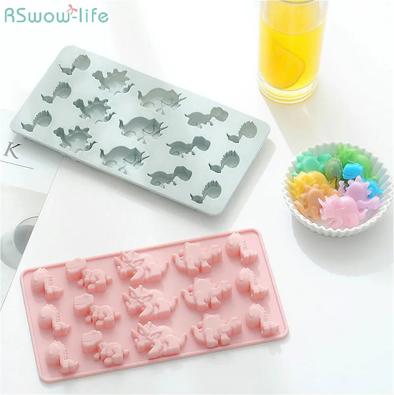 

Creative Dinosaur Silica Gel Chocolate Mould Ice Block Mould 15-Grid Kitchen Tool DIY Children Funny Plaster Mold Dessert Tools