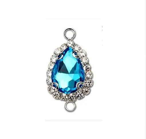 Lake blue 10 шт. Серебряная основа горный хрусталь кристалл браслет серьги соединитель конец застежка Подвески Подвеска для ожерелья DIY ювелирных изделий Z506 - Цвет: Lake blue