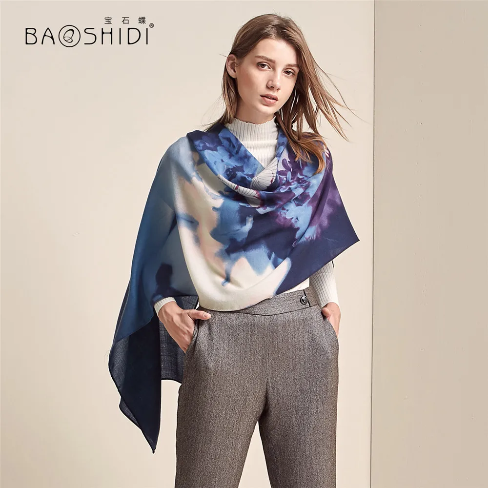 [BAOSHIDI] модный дизайнерский шарф lana, длинный женский шарф из шерсти, элегантная теплая Женская шаль, женская зимняя мягкая бандана - Цвет: 2113181861