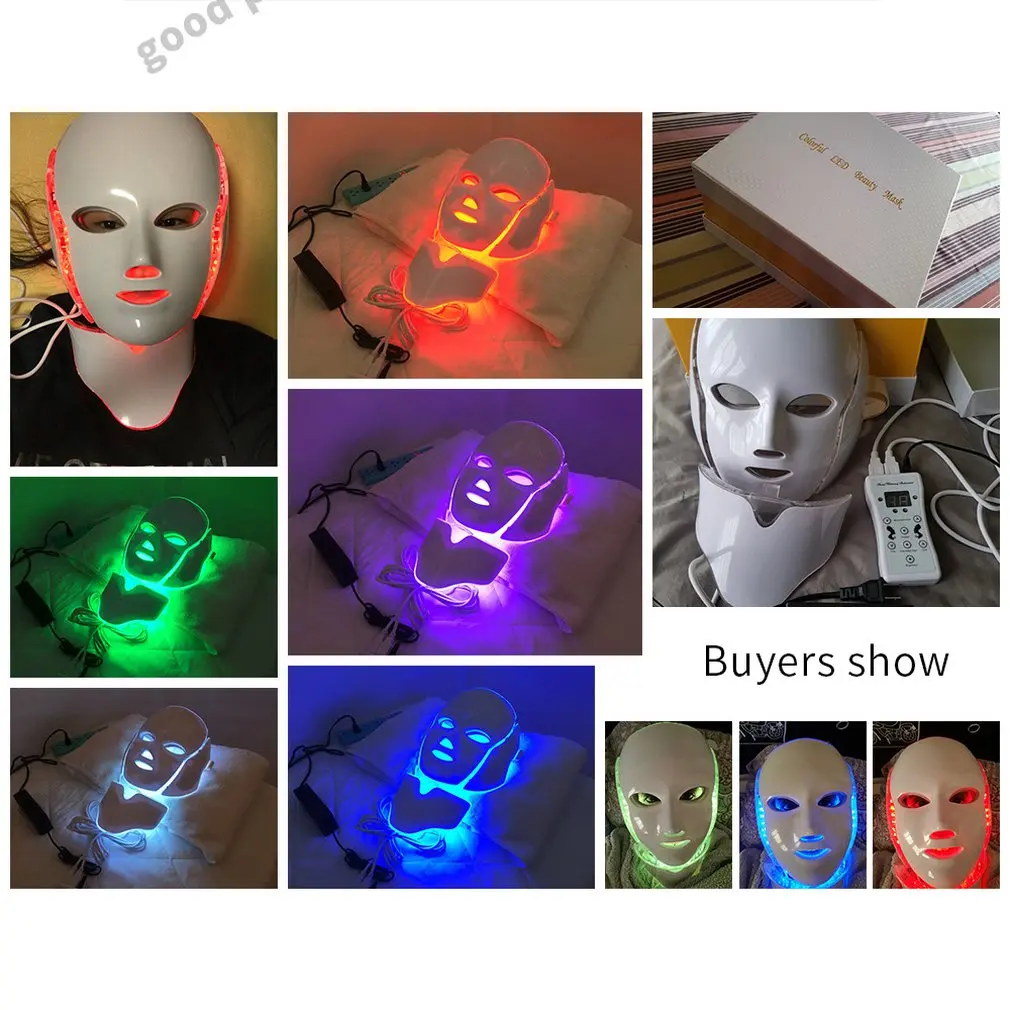 

7 Colors Led Facial Mask Led Household Spectrometer Face Mask Machine Light Therapy Acne Mask Neck Beauty Led Mask
