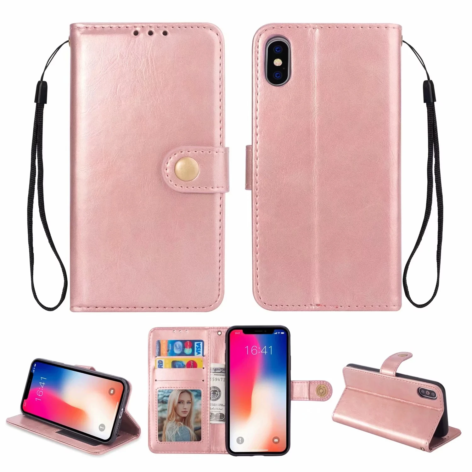 Горячая низкая цена мобильный чехол для телефона кожаный флип iPhone 6 S 7 8 Plus X с