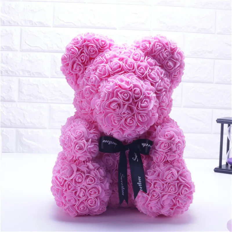pink Дропшиппинг 45 см большой красный плюшевый медведь розы искусственные рождественские подарки для женщин подарок на день Святого Валентина плюшевый медведь - Цвет: pink
