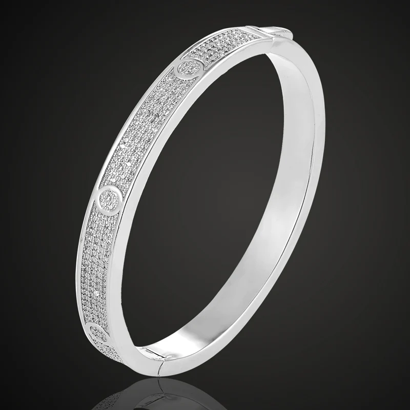 silver color ring 7 Zlxgirl, брендовый женский браслет, размер AAA, кубический циркон, с кольцом, ювелирные наборы, металл, медь, микро проложенный браслет, Набор браслетов - Окраска металла: silver color ring 7