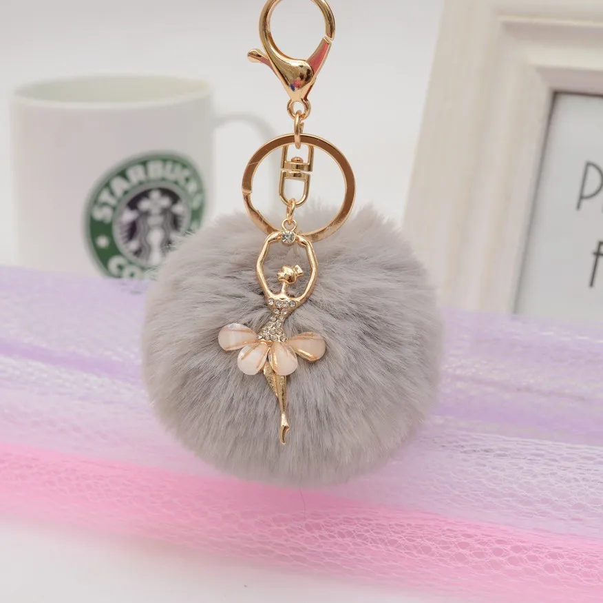 ZOEBER золотистый брелок для ключей Pom шарик из искусственного кроличьего меха Pompom
