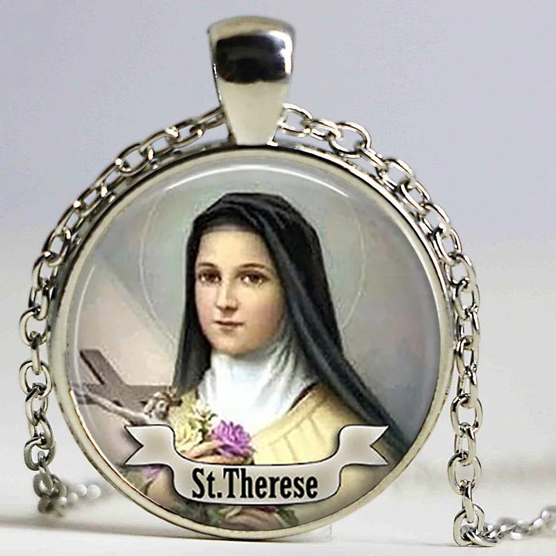 1 ST THERESE Ожерелье Религиозная медаль Святого индивидуальный кулон искусство St Therese подарок ювелирные изделия религиозный кабошон колье с подвеской с религиозной символикой - Окраска металла: 1