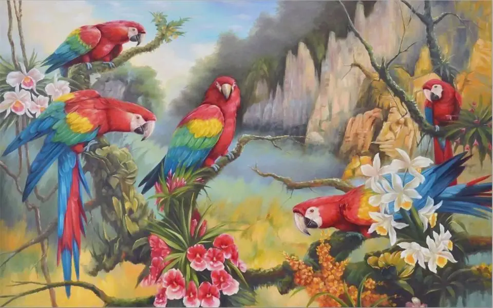 Пользовательские 3d фото обои Гостиная роспись вручную тропический лес цвет