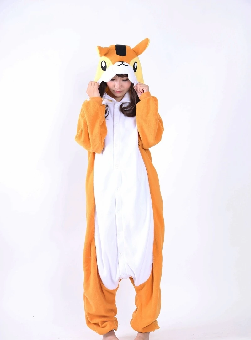 Orange Пижамы с рисунком белки, унисекс, для взрослых, пижамы с рисунком белки, Chipmunk, кигуруми, костюмы-комбинезоны, комбинезоны - Цвет: Orange
