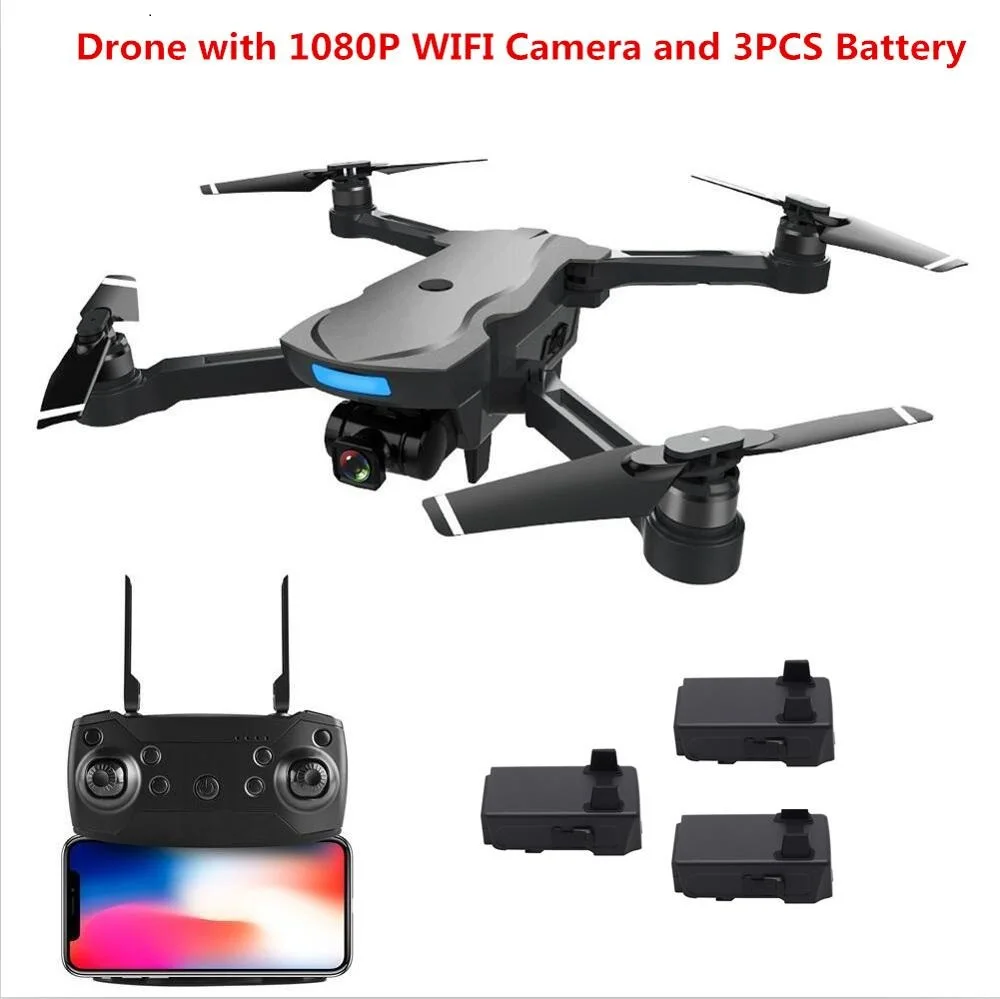 WIFI 1080P 3Battery WIFI FPV Auto Follow GPS RC Racing Drone 1000M 20Mins Brushless Motor 1080P HD Camera WIFI FPV RC Quadcopter VS X8PRO B5W - Цвет: WIFI 1080P 3Battery
