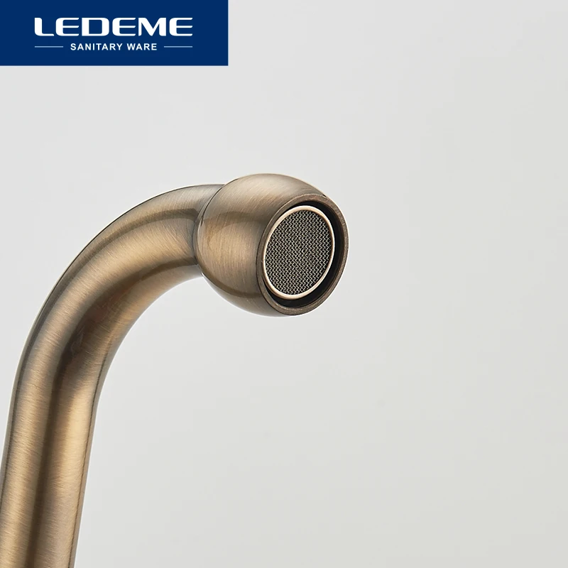 LEDEME Смеситель для кухни с гайкой латунь Цвет: бронзовый L4019C