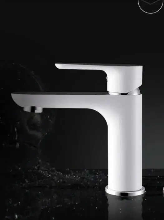 Смеситель для раковины с белым рисунком кран ванной комнаты одной ручкой