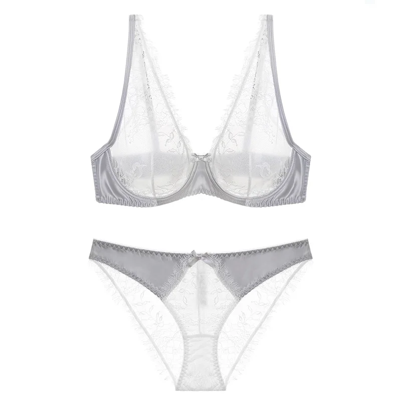 Новинка прозрачный комплект с бюстгальтером женский сексуальный атласный