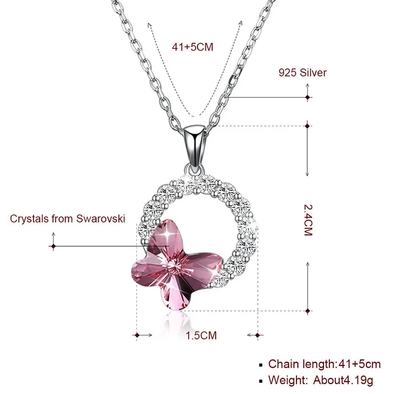 Роскошный круг с кристаллом бабочки от Swarovski ожерелье для женщин Элегантные