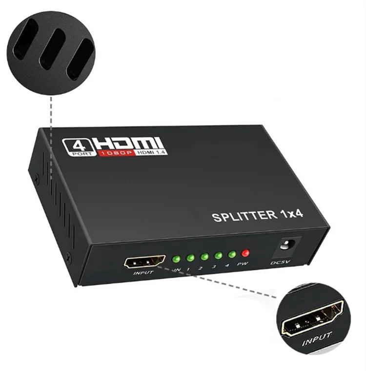 Горячая 5 1 Гбит/с HDMI сплиттер 1X4 4 порта Hdmi концентратор ретранслятор усилитель 3D