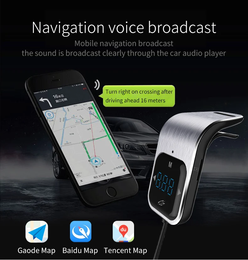 CDEN Car MP3 Player Bluetooth Receiver Handsfree Phone Car FM Transmitter USB Charger TF Card Music Player Touch Button