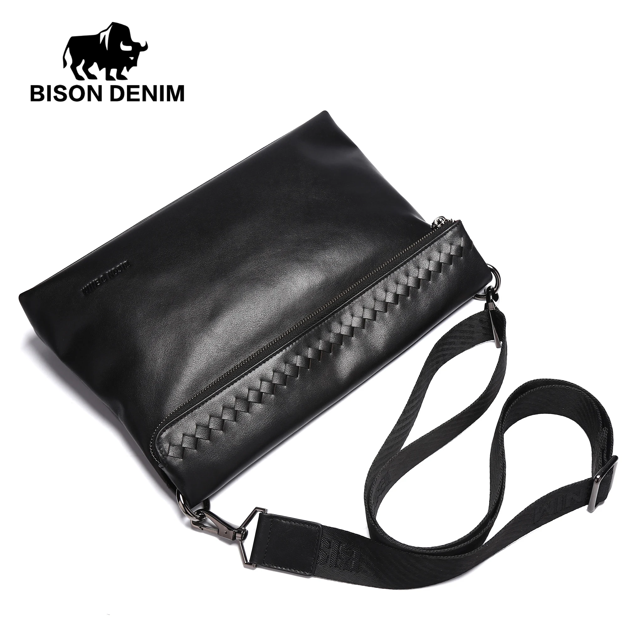 Бренд BISON DENIM мужская сумка из натуральной кожи повседневная мессенджер коровьей