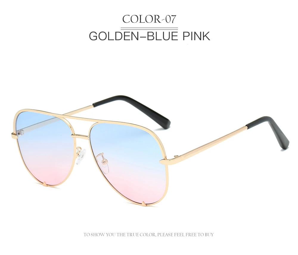 C07 Gold BluePink TOYEARN новые модные женские солнцезащитные очки пилота женские мужские очки градиентные металлические солнцезащитные очки для женщин зеркальные Оттенки UV400 - Цвет линз: C07 Gold BluePink