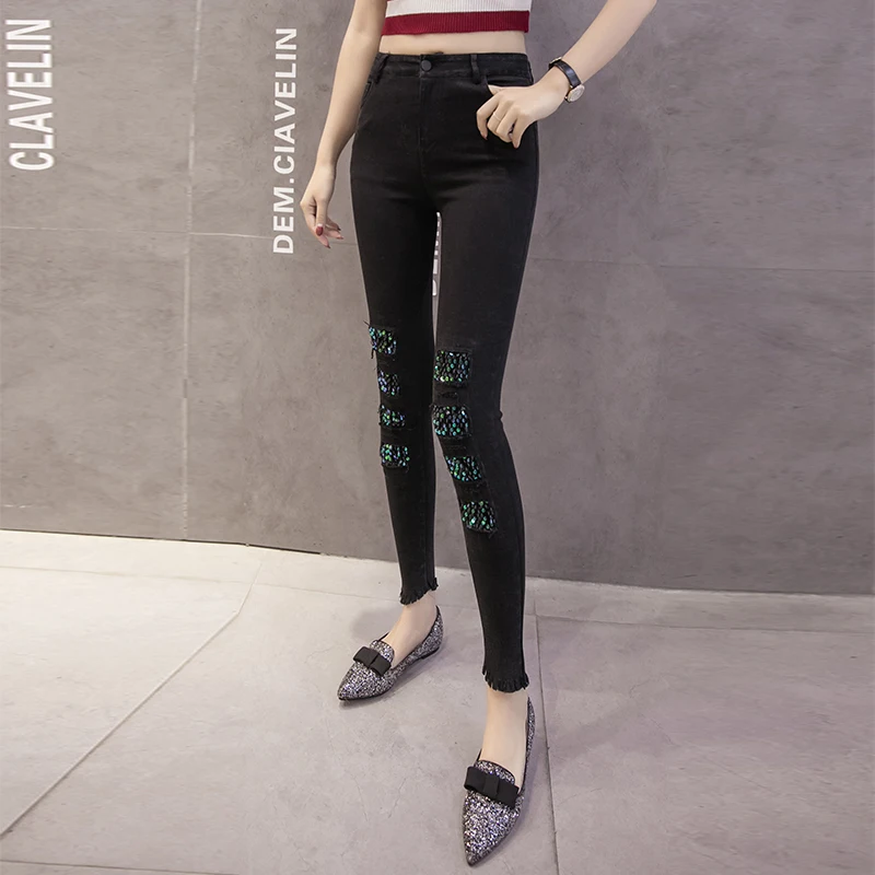 Модные женские леггинсы пикантные повседневные комбинированные с блестками