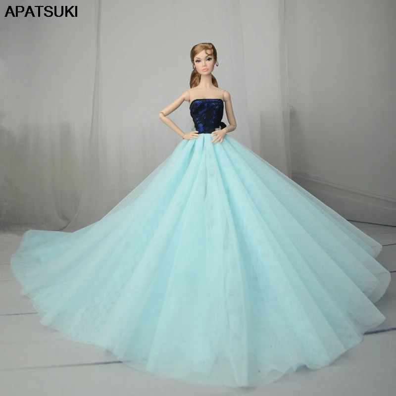 Синее лоскутное свадебное платье ручной работы для куклы Барби наряды принцессы